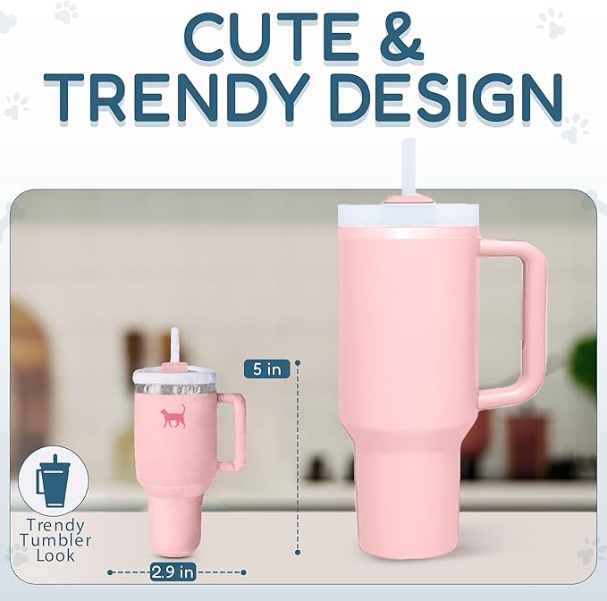 Kitty Cup Tumbler Cat Toy – Small Crinkle Catnip - Funny and Cute Kitten Toys with Cat Nip for Fun Indoor Play, Unique Kitty Birthday Gift, Aesthetic Kitten Present (Pink Peach Dust)