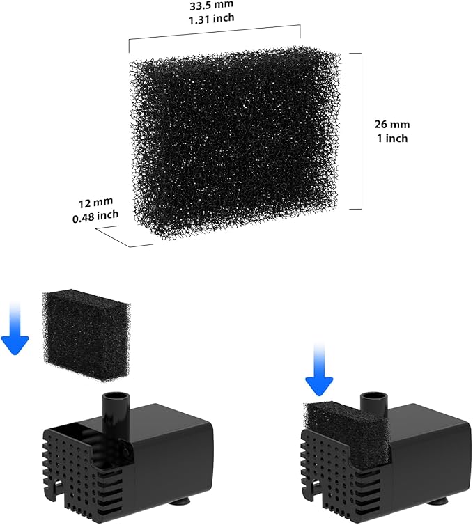 Stouchi Cat Fountain Filters Replacement, 6 Pieces Filters + 6 Pieces Sponge Filters for Pet Fountains, Suitable for WDQ1