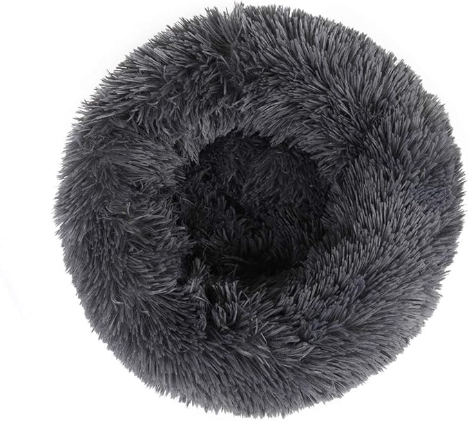 otoez Kitten Puppy Bed Extra Small XS Round Dog Cat Beds Anti Anxiety Plush Pet Calming Donut Bed with Non-Slip Waterproof Bottom, Washable (15.7", Dark Grey)