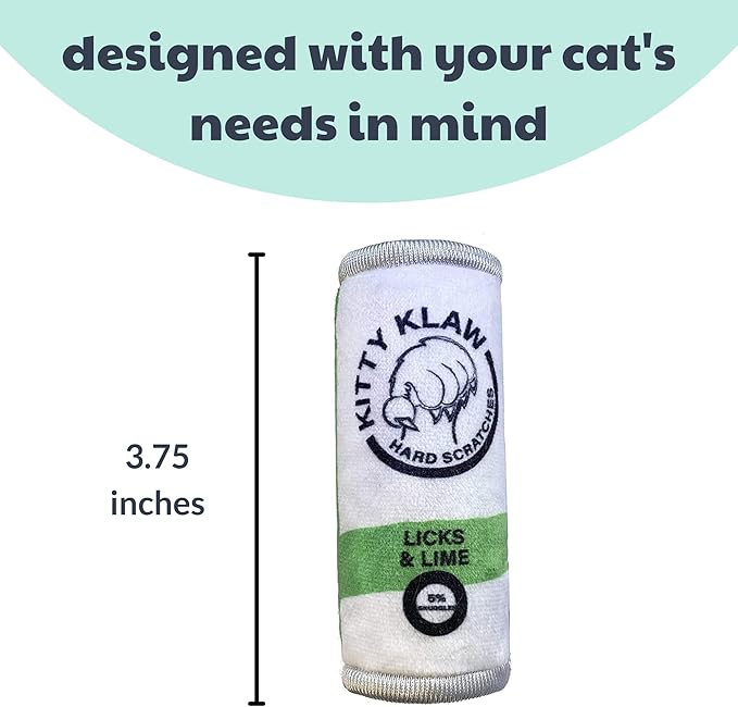 Huxley & Kent Plush Cat Toy | Kitty Klaw Licks & Lime | Nappy Hour Strong Catnip Filled Cat Toy | Plush Interactive Kitten and Cat Toy with Catnip and Crinkle | Kittybelles