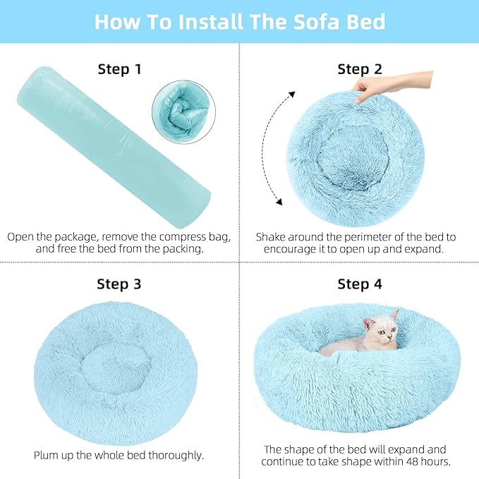 Nisrada Cat Beds for Indoor Cats,20 Inch Dog Bed for Small Melium Large Dogs, Washable-Round Pet Bed for Puppy and Kitten with Slip-Resistant Bottom
