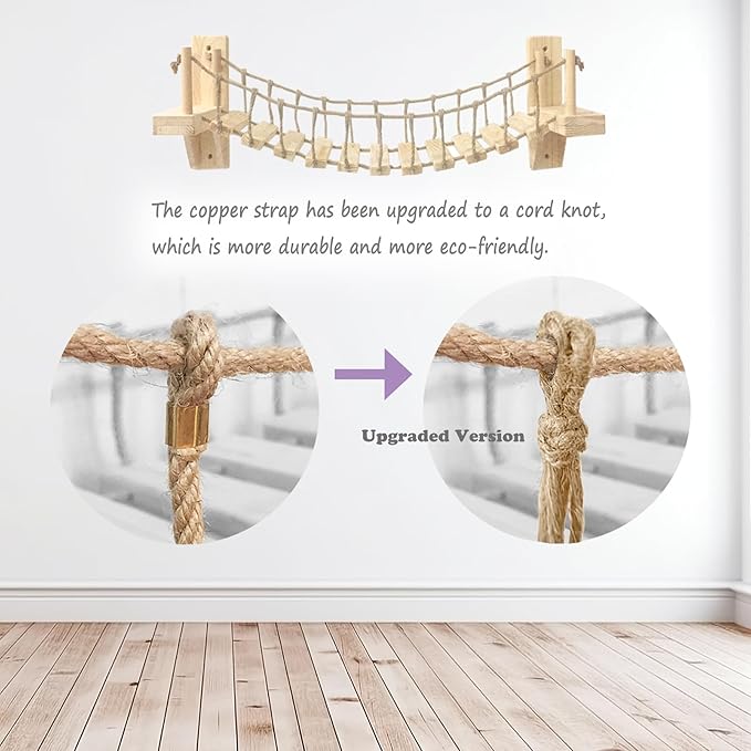 Cat Wall Shelves, Climbing, Wooden Cat Furniture, Cat Shelves and Perches for Wall, Cat Bridge Long for Indoor Cats, Wall Mounted, Playing and Lounging (Length 39in)