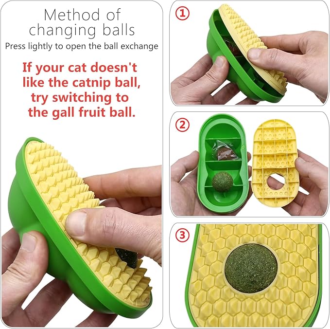 2 Pcs Catnip Toys Balls That Stick on Wall,Cat Toy Ball, Catnip Wall Balls for Cats Lick,Cat Face Scratchers, Cat self Groomer for Indoor Cats, Cat Corner Brush Wall