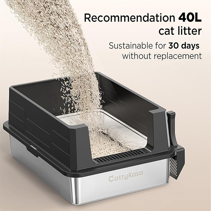 XXL Stainless Steel Cat Litter Box with Lid,28"x20"x12"Extra Large Litter Box-for Big Cats,Jumbo Litter Box High Sided, Never Absorbs Odors, Anti-Urine Leakage, Easy Cleaning, Include Scoop