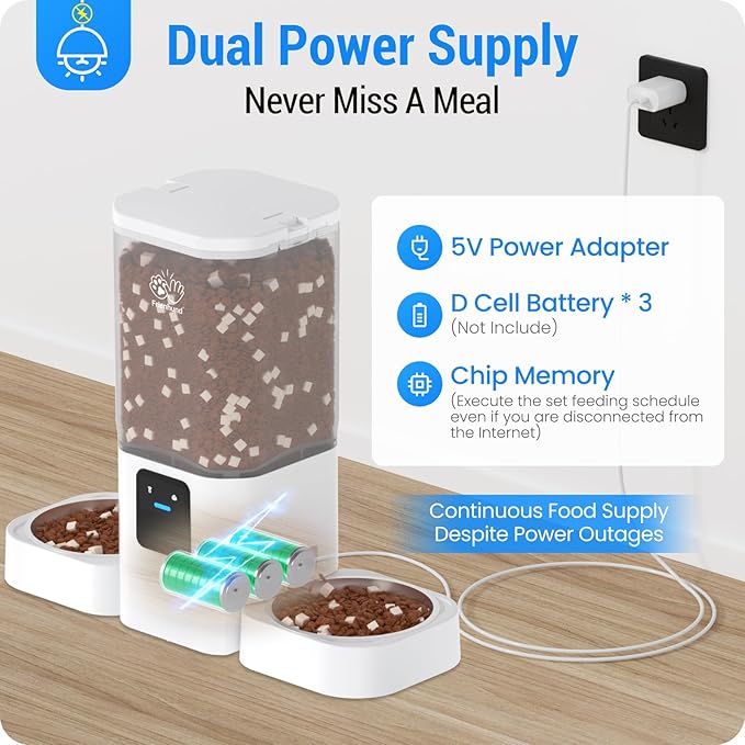 Automatic Cat Feeder with Slow Feed for 2 Cats: 5G WiFi Automatic Dog Feeder with 7L Large Food Storage Container, Cat Food Dispenser with Alexa for Multiple Pets, Detachable for Easy Clean -29 Cup