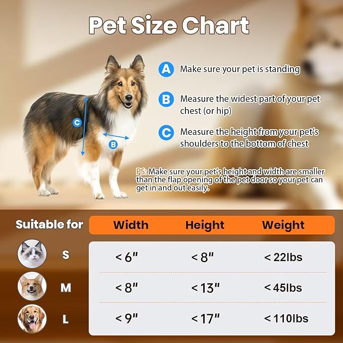 Dog Door for Wall, Medium Doggy Door, Heavy Duty Cat Pet Door, All Aluminum Frame, Double Magnetic Flaps, Energy Efficient, Telescoping Tunnel, Sliding Lock Panel, Easy to Install (Pets Up to 45 Lb)