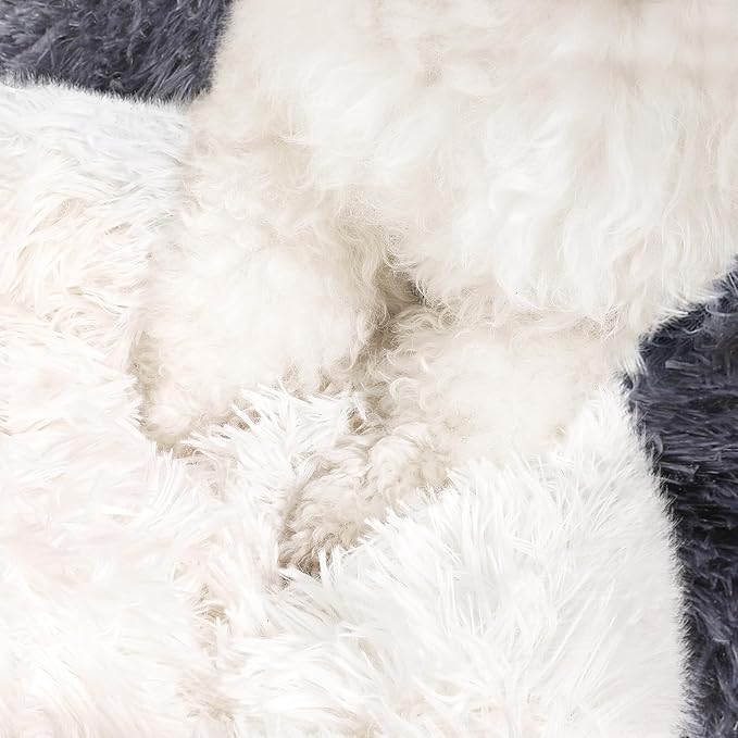 NOYAL Dog Bed Round Hooded Plush Cat Cave Donut Anti Anxiety Fluffy Dog Bed for Small Medium Dog and Cat