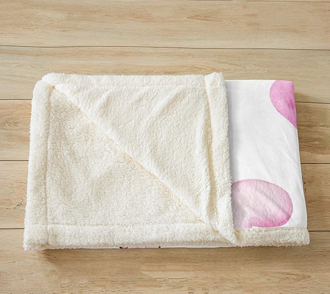 Pastel Throw Blanket for Couch Bed Kids Girls Rainbow Fleece Blanket Pink Butterfly Cloud Sherpa Blanket Throw Size Cute Butterflies Blanket Lovely Heart Print Plush Blanket White Room Decor,Cozy