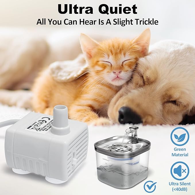 Cat Water Fountain Replacement Pump for 67oz/2L Pet Drinking Fountain Replacement