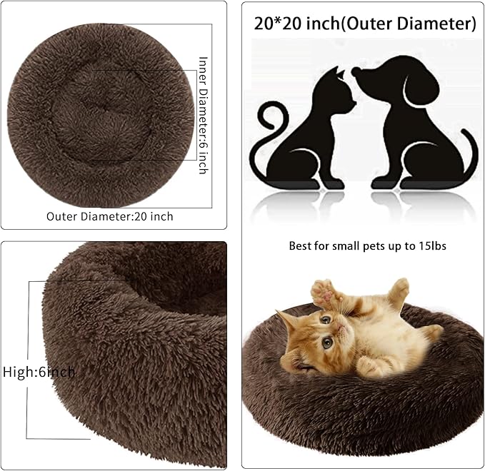 Nisrada Dog Bed for Small Medium Large Dogs, 20 inch Calming Dogs Bed, Washable-Round Cozy Soft Pet Bed for Puppy and Kitten with Slip-Resistant Bottom