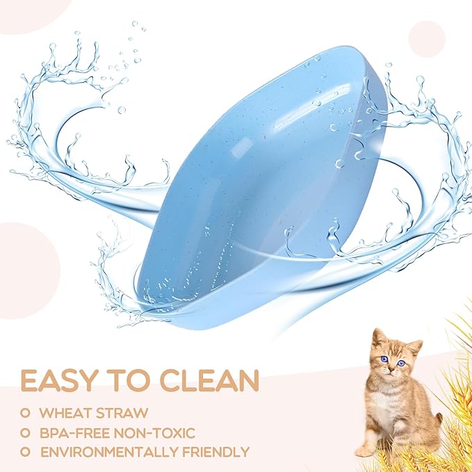 Cat Food Bowl Set, 6 inch Wide Shallow Cat Bowl for Relief Whisker Fatigue,Small Flat Cat Dish, Shallow Pet Feeding Dish or Plate for Cats and Small Dogs (4Pcs)
