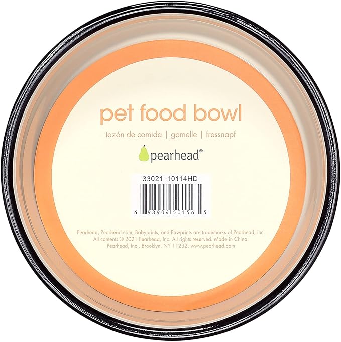 Pearhead Cat Faces Pattern Ceramic Pet Bowl, Holds 2 Cups, Medium Water and Food Dish, Microwave and Dishwasher Safe