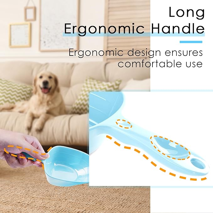 Melamine Pet Food Measuring Scoop, 1 Cup 1/2 Cup 1/4 Cup with Clear Measurement Lines for Dog, Cat, Bird, and Rabbit, Durable, Ergonomic Handle, Dishwasher safe-Blue