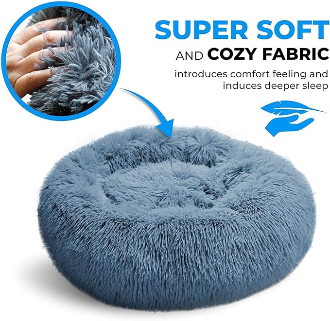 Whiskers & Friends Cat Bed, Cat Beds for Indoor Cats Washable, Small Dog Bed Calming Pet Bed, Cat Beds & Furniture, Large Cat Bed, Kitty Kitten Bed