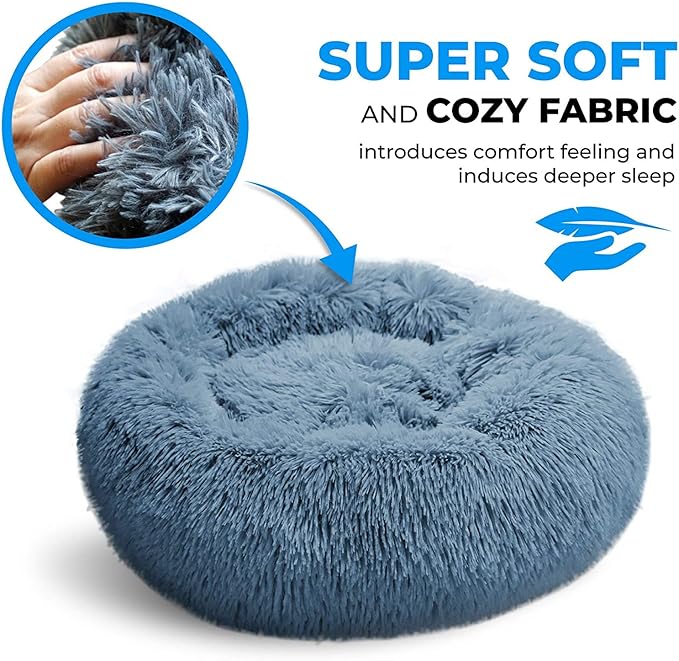 Whiskers & Friends Dog Beds for Medium Dogs, Dog Beds for Small Dogs, Dog Beds & Furniture, Calming Dog Bed, Fluffy Dog Bed, Orthopedic Dog Bed, Donut Dog Bed - Up to 45 Lbs - Washable Dog Bed