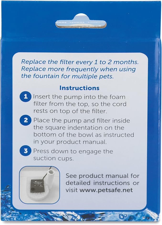 PetSafe Drinkwell Replacement Foam Filters - Compatible with PetSafe Ceramic and Stainless Steel Pet Fountains for Water Dispensers, 2 Pack (PAC00-13711)