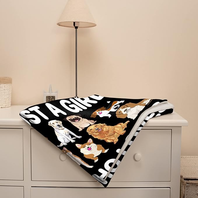 Dog Blanket Puppy Plush Gift for Girls Kids Dogs Animals Lover Throws Comfy Lightweight Quilt Cute Puppies Pet Sheet Soft Flannel Blankets for Couch Chair Halloween Christmas-60x80 Inches