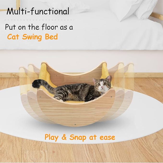 Cat Shelf for Wall Hammock Climbing Shelves and Perches Solid Wood Cat Steps for Activity Indoor Cats Wall Furniture 3pcs/Set