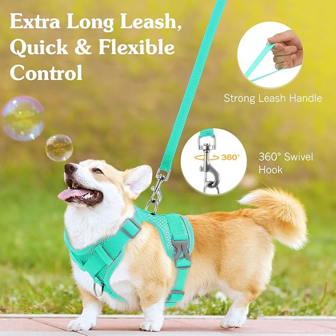 Cat Harness and Leash Set for Walking, Adjustable Kitten Vest Harness with Reflective Strip Breathable Mesh, Escape Proof Soft Pet Safety Vest for Cats, Kittens, Puppies, L, Lake Blue