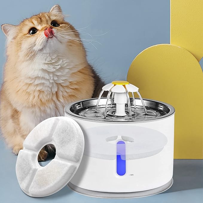Cat Water Fountain Filters, Pack of 16 Replacement Filter Fit for 81oz/2.4LCat Pet Fountain, 3 Filtration System
