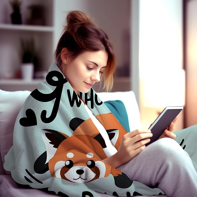 Red Panda Blanket Soft Cozy Warmth Flannel Red Panda Throw Blankets Just A Girl Who Loves Red Panda Blankets Bedding Decor for Red Panda Lover Girls Women Adults Gifts 50"x40"