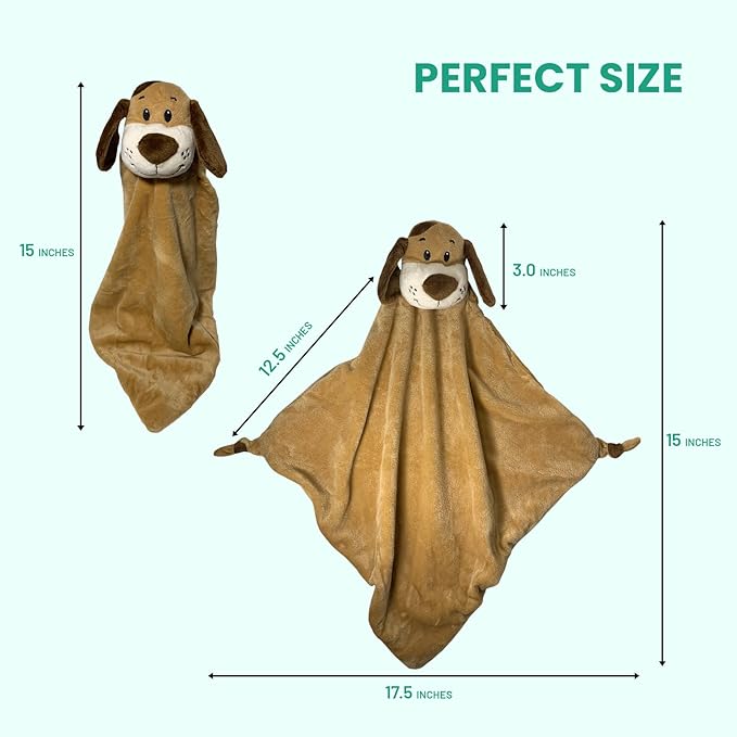 Security Blanket - 18" Tall Soft Fleece Blanky for Boys & Girls - Soothing Baby Blanket With Plush Stuffed Animal Puppy Dog