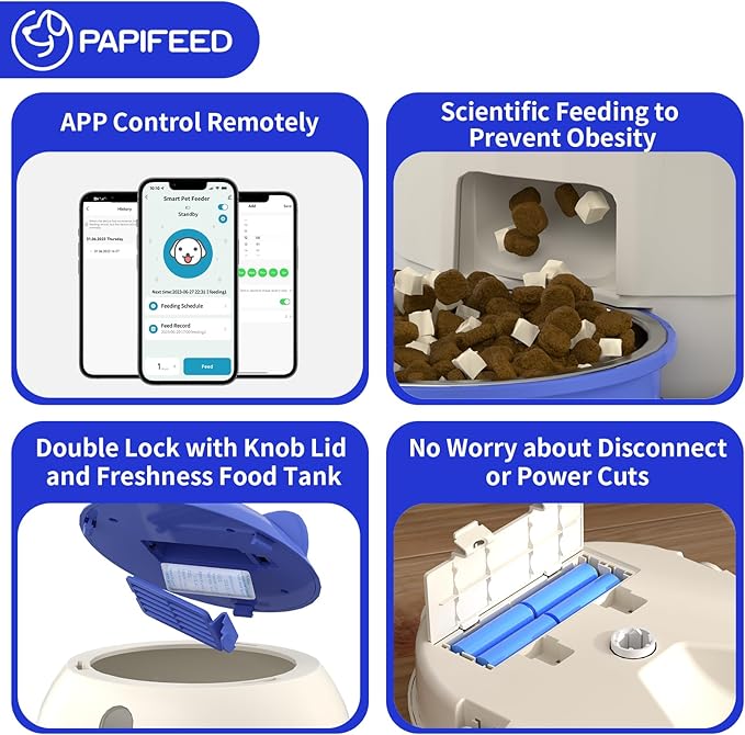Smart Automatic Cat feeders(2.4G WiFi) and External Camera(2.4/5G WiFi), WiFi Pet Feeder with APP, 1080P HD Video with Enhanced IR Night Vision,Blue-Tooth Link Assist Function&Cloud Storage
