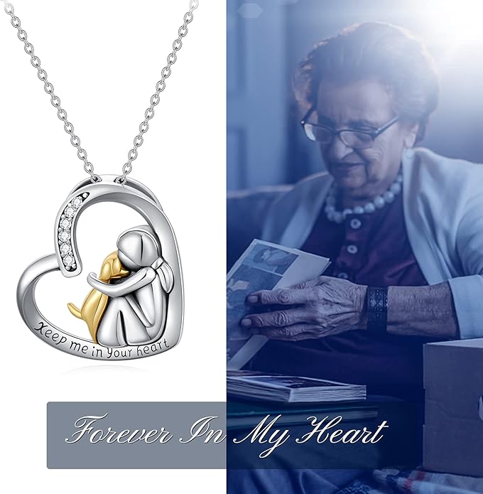 JUSTKIDSTOY Dog/Cat/Hummingbird Urn Necklace for Ashes S925 Sterling Silver Heart Cremation Jewelry Keepsake Memorial for Women