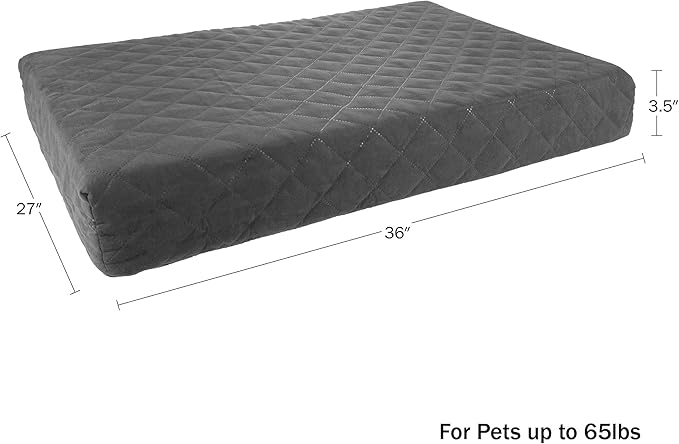 PETMAKER Water-Resistant Dog Bed - 2-Layer Memory Foam Dog Bed with Removable Washable Cover and Non-Slip Bottom - 36in Large Pet Bed for Dogs up to 75lbs (Gray)