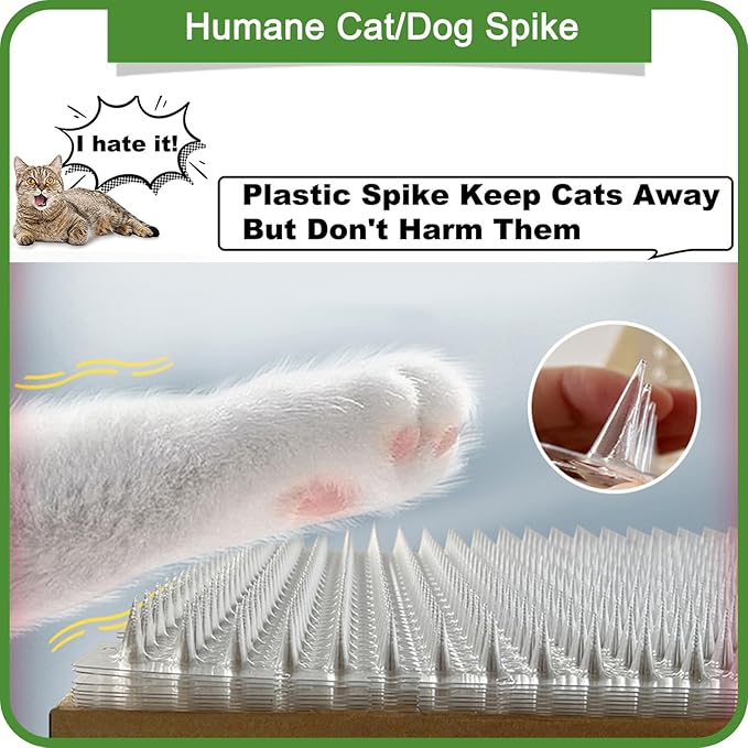 14 Pack Scat Mat for Cats - 16 x 13 Inch Cat Spike Mat with 1 Inch Spike, Cat Repellent Indoor & Outdoor Mat to Deter Cats & Other Animals, Humane Cat Deterrent Indoor Fence