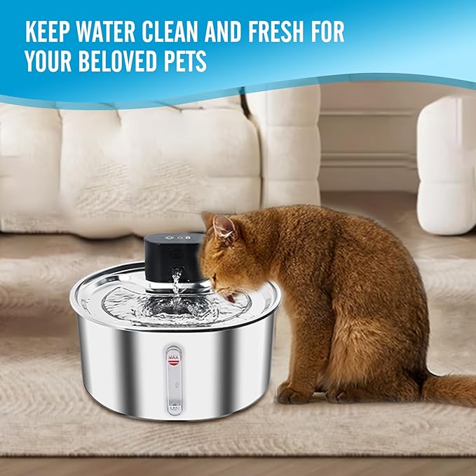 Cat Water Fountain Filters, Pack Cat Fountain Replacement Filters for Stainless Steel 108oz/3.2L Adjustable Water Flow Pet Water Fountain, Dog Water Fountain (6 Pack)