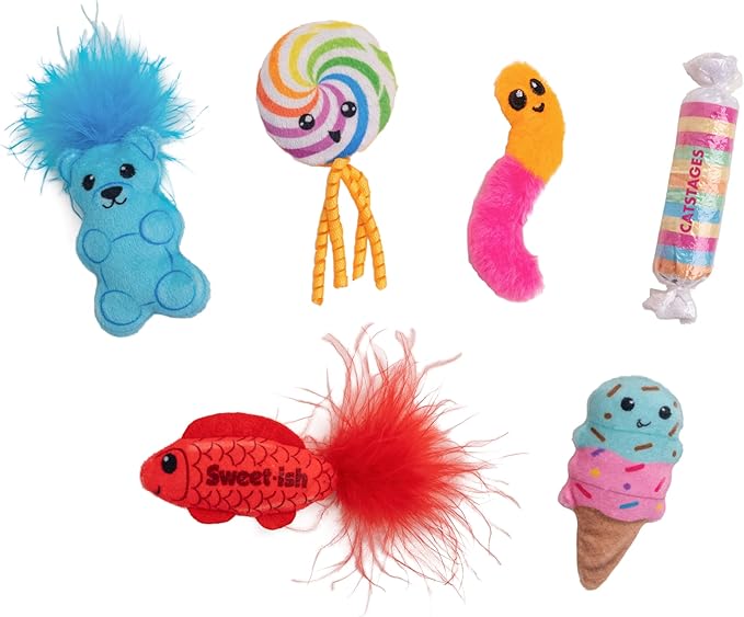 Catstages Kitty Sweet Treats Plush Catnip Cat Toys - 6 Pack