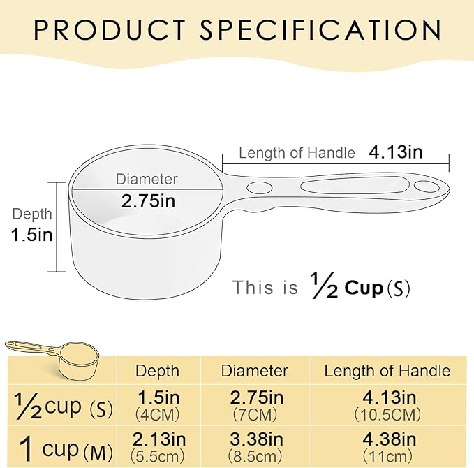 SUPERDESIGN 1/2 Cup Dog Food Scoop for Container Melamine Measuring Scoop for Dogs Cats Birds and Rabbits Pet Food Feeding Scoop Dishwasher Safe - White
