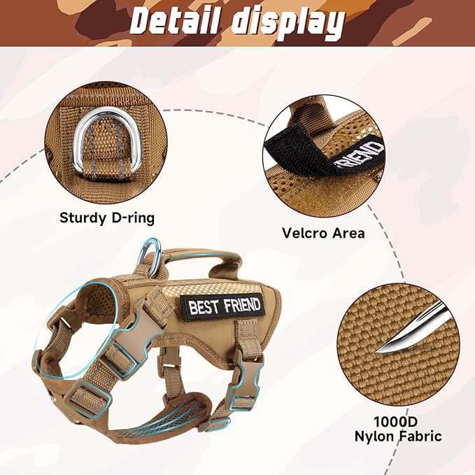 Tactical Cat Harness, Air Mesh Cat Walking Vest Harness Escape Proof, Reflective Large Cat Harnesses with Handle for Adult Fat Cats, Adjustbale, Breathable