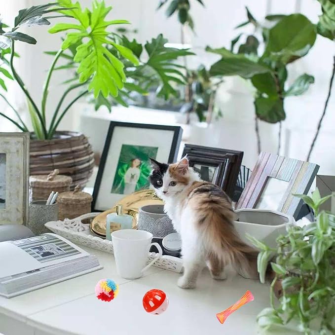 46 PCS Cat Toys for Indoor Cats, Kitten Toys with Cat Spring Toy, Mint Catnip Toys for Cats with Crinkle Cat Toy Mouse Cat Ball Toy for Indoor Cats Kittens Exercise