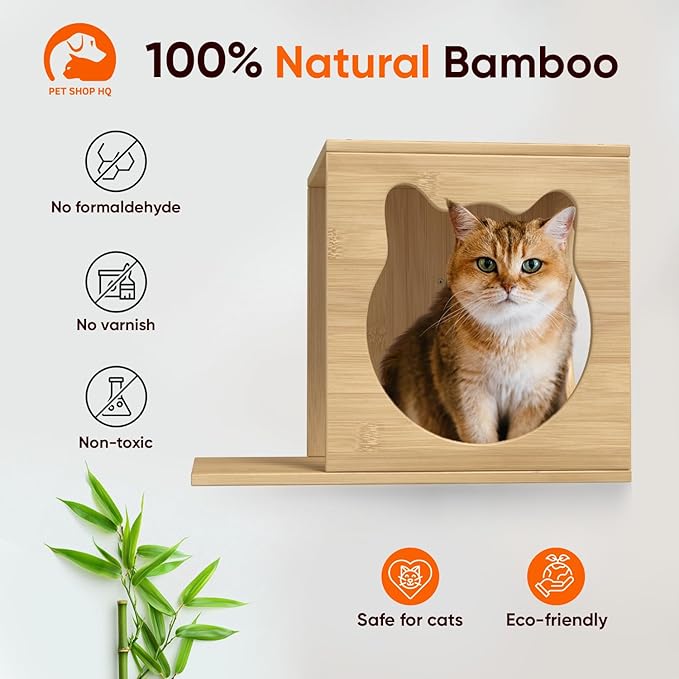 Cat Wall Shelves Furniture for Climbing - Cat House Wall Mounted - Indoor Wooden Floating Cat Furniture - Different Models Including Shelves, Perches, Hammock, Bed, Bridges, Walkways