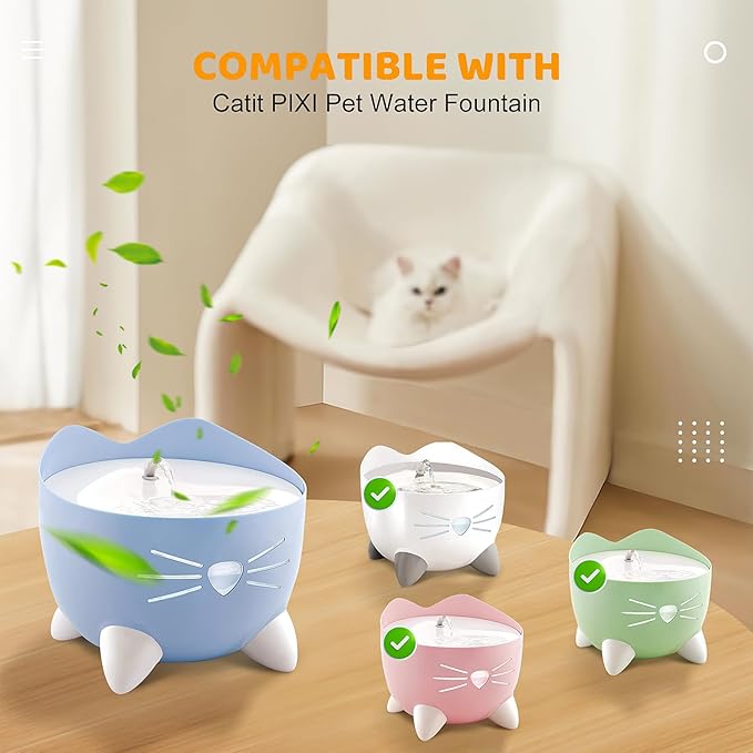16 Pack Pet Fountain Filters for Catit PIXI Cat Drinking Fountain, Replacement Triple Action Water Filter with Ion-exchange Resin & Activated Carbon