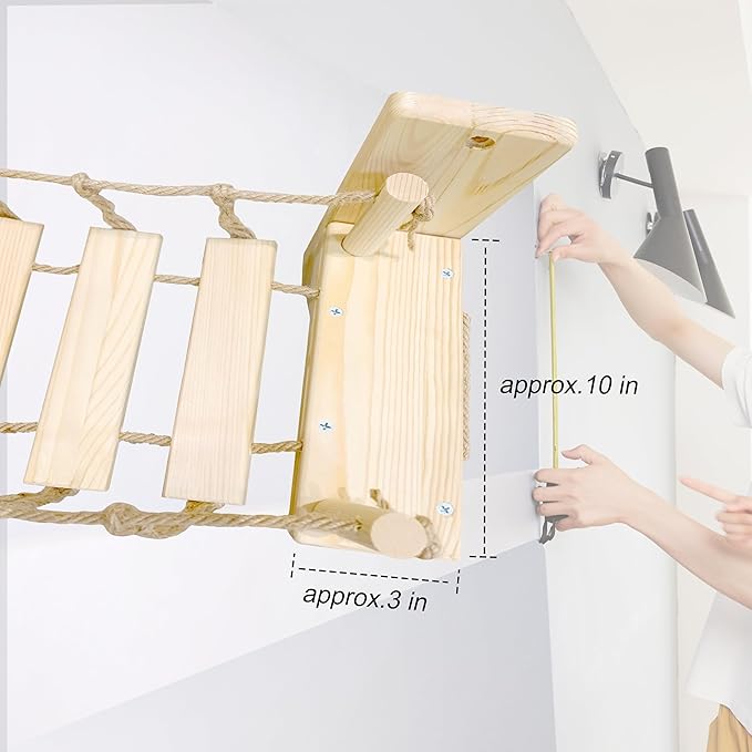 Cat Wall Shelves, Climbing, Wooden Cat Furniture, Cat Shelves and Perches for Wall, Cat Bridge Long for Indoor Cats, Wall Mounted, Playing and Lounging (Length 39in)