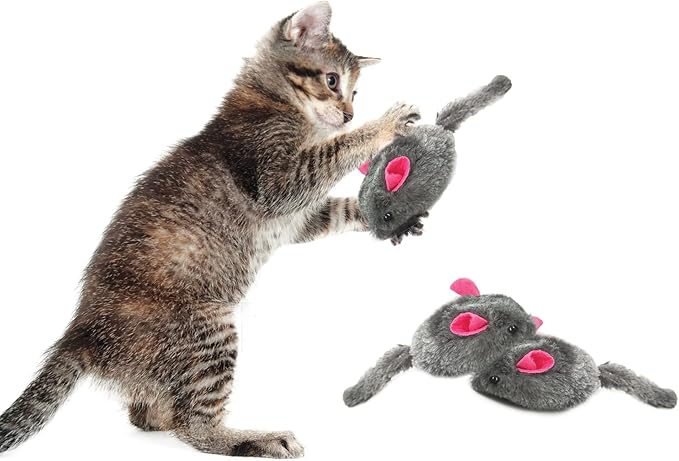 SunGrow Squeaky Plush Hamsters for Cats, Tug Squeaker Chews for Kittens' Interactive Fun, Hide and Seek Activity, Soft Stuffed Fetch for Ferrets, Dark Brown, 6 Pcs per Pack