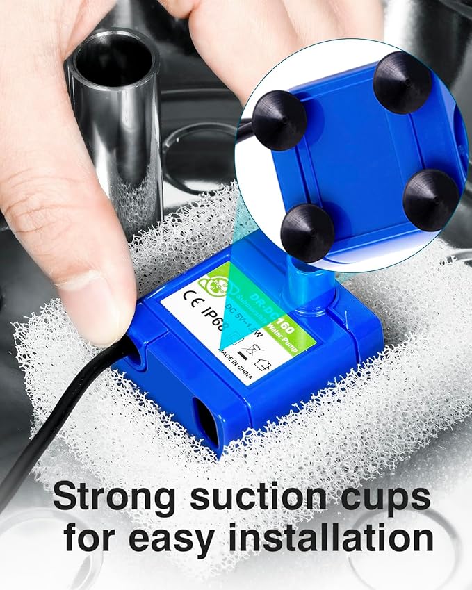 Cat Water Fountain Pump,Pet Fountain Pump No LED Light Replacement Pump DR-DC160 Motor for 360°Stainless Steel Cat Fountain and Cupcake Ceramic Cat Drinking Fountain(DR-DC160)