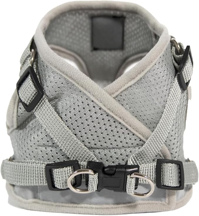 Travel Cat Harness and Leash Set - Adjustable Fit Mesh Cat Harness and Reflective Strap - Comfort Escape Proof Harness for Cats, Kitten for Outdoor Walking, Hiking (Small, Grey)