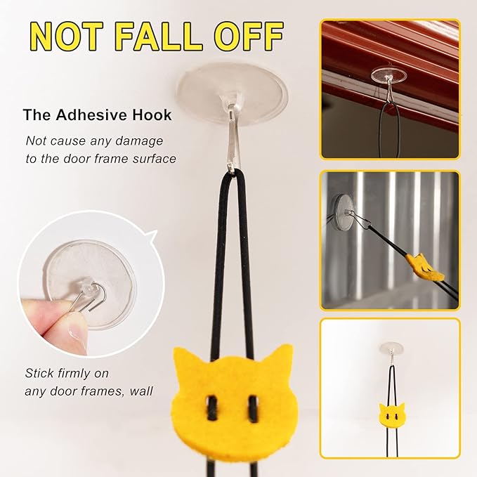 2PCS Hanging Cat Toy, Cat Interactive Toys for Indoor Cats, Home Alone Self Play Cat Toys, Cat Door Toy with Adhesive Hooks, Cat Training Stimulation Kitten Toys, Mouse Indoor Cat Toys Pack