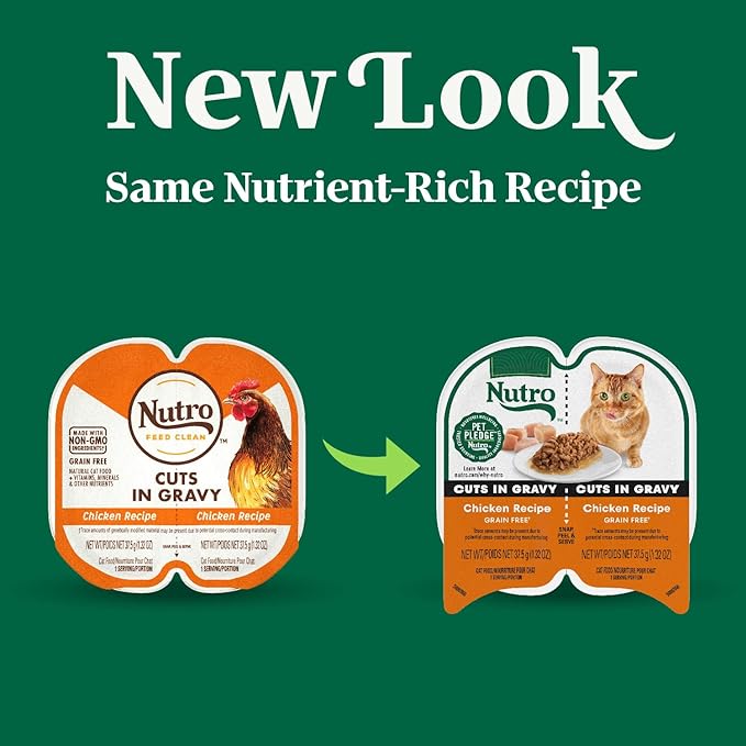 Nutro Perfect Portions Wet Cat Food Cuts in Gravy Chicken Recipe, (24) 2.64 oz. Twin-Pack Trays