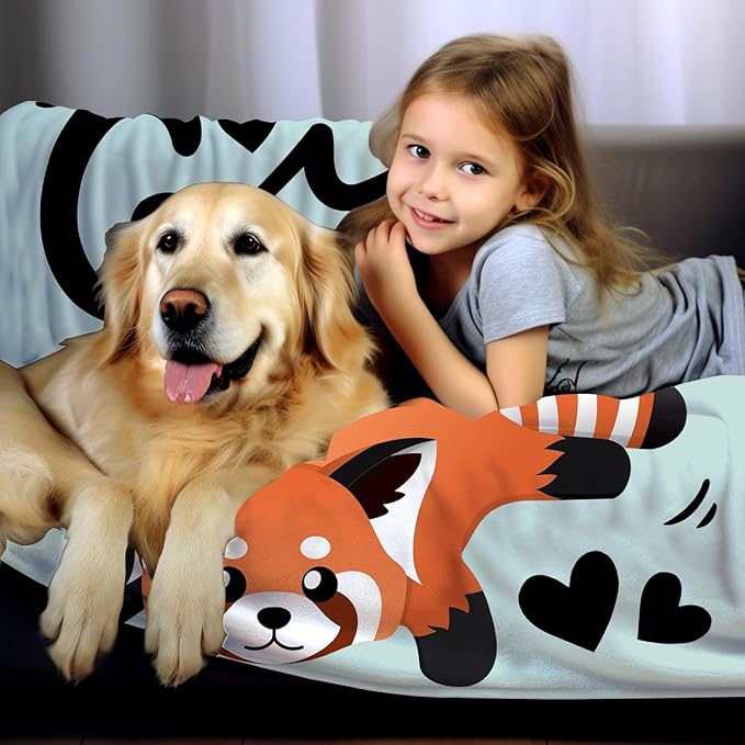 Red Panda Blanket Soft Cozy Warmth Flannel Red Panda Throw Blankets Just A Girl Who Loves Red Panda Blankets Bedding Decor for Red Panda Lover Girls Women Adults Gifts 50"x40"