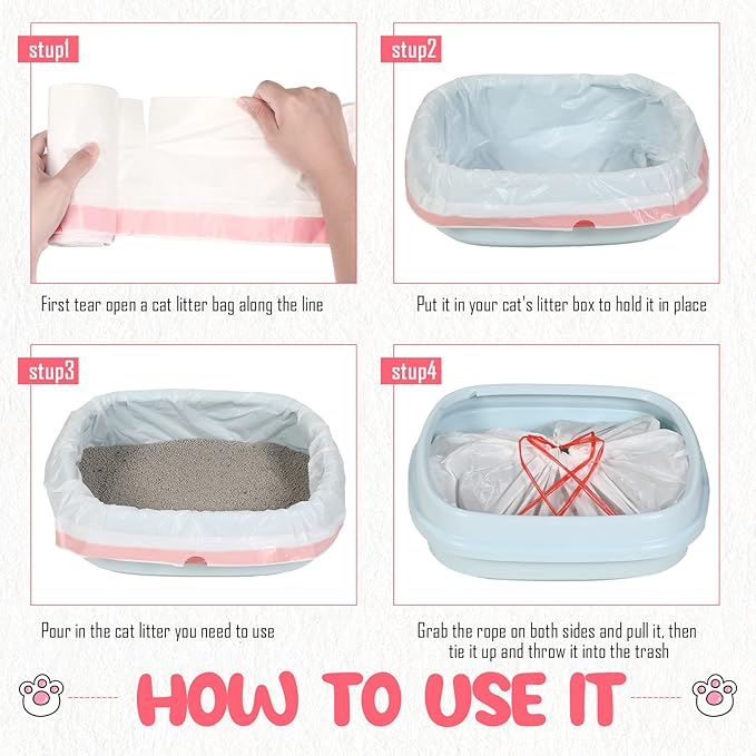 120 Count Large Cat Litter Box Liners 31 x 18 Inch Drawstring Cat Litter Bags Liners Cat Litter Pan Liner Portable Cat Liners for Pets Cats Litter Box