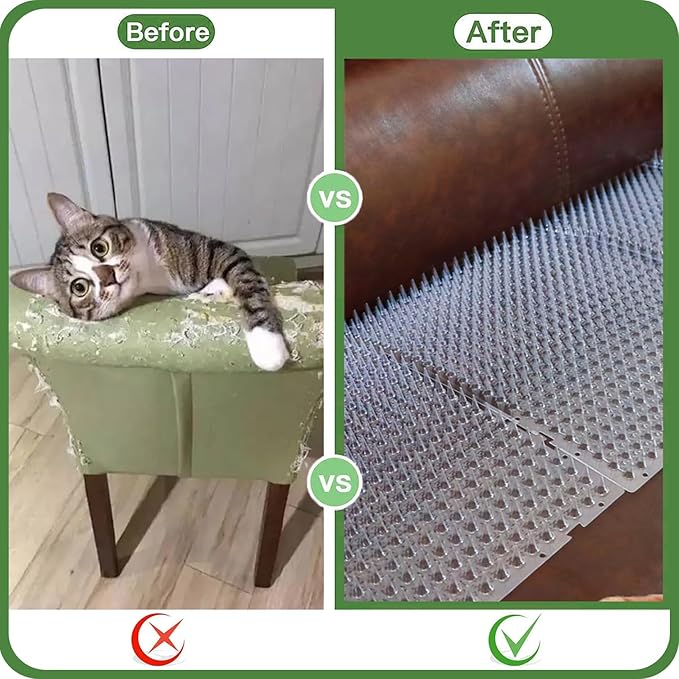 14 Pack Scat Mat for Cats - 16 x 13 Inch Cat Spike Mat with 1 Inch Spike, Cat Repellent Indoor & Outdoor Mat to Deter Cats & Other Animals, Humane Cat Deterrent Indoor Fence