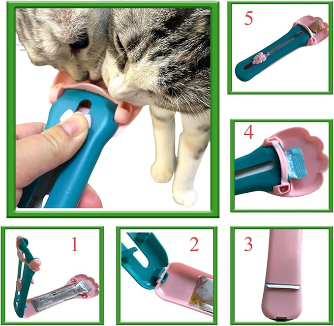 Cat Claw Shaped Cat Strip Squeeze Spoon, Delectables Lickable Cat Treats Spoon, Wet Treat Cat Feeder Spoon Treat Squeeze Spoon for Lickable Wet Cat Treats Liquid Snack Feeding (Pink)