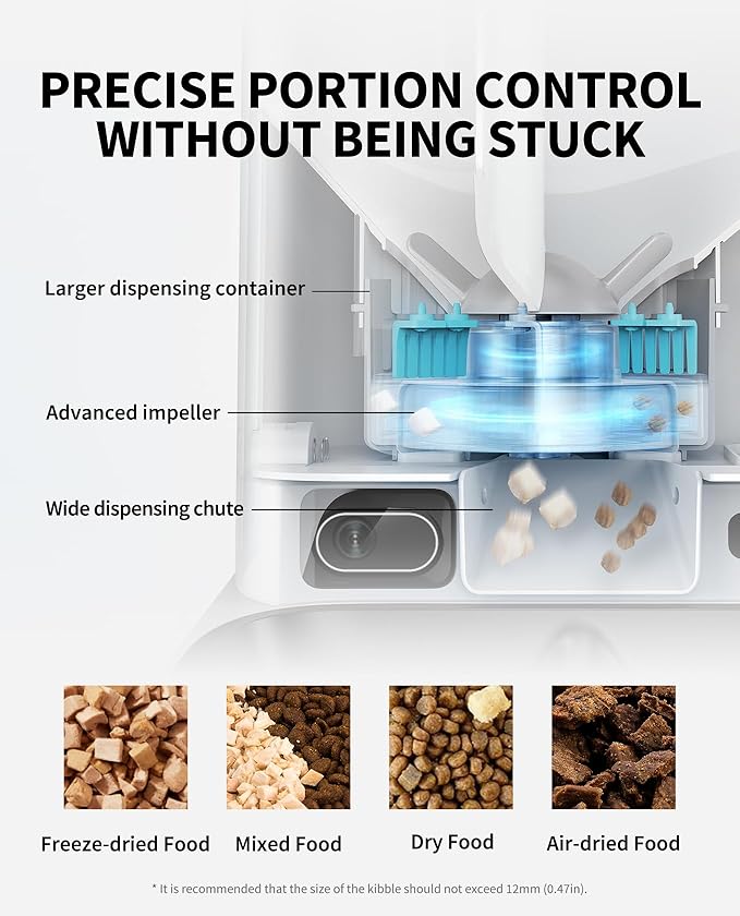 PETKIT Automatic Cat Feeder with AI Camera for Two Cats, 1080P HD Video with Night Vision, 2.4G WiFi Pet Feeder with 2-Way Audio for Cat & Dog, Dual Food Hopper 4-Stage Fresh Lock Dry Food Dispenser