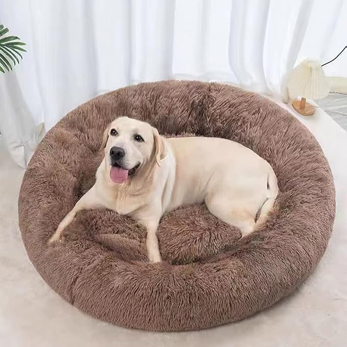 Nisrada Dog Bed for Small Medium Large Dogs, 30 inch Calming Dogs Bed, Washable-Round Cozy Soft Pet Bed for Puppy and Kitten with Slip-Resistant Bottom