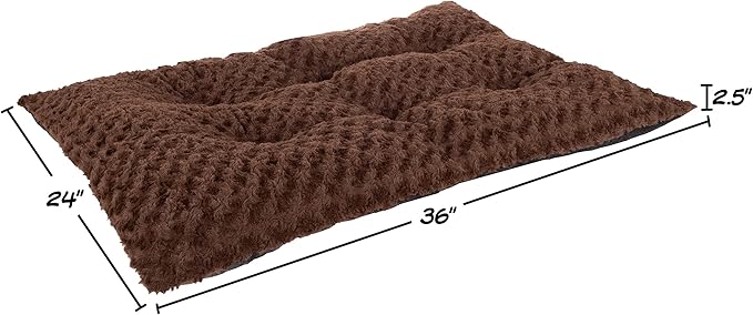 PETMAKER Pet Bed - Medium Dog Pad with Faux Fur Sleep Surface and Non-Slip Bottom - for Kennels, Crates, and Hardwood Floors (Chocolate Brown)